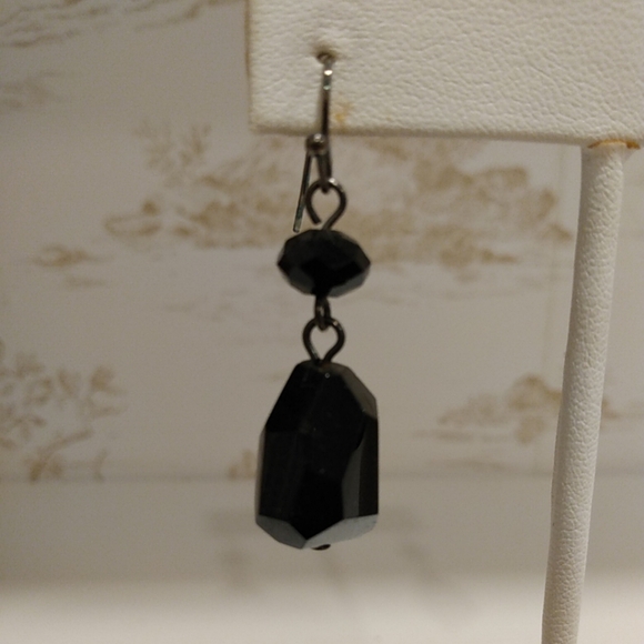 Holiday Party Black Onyx Statement Drop Earring Tuxedo Rock Mineral 925 Silver - Picture 3 of 6